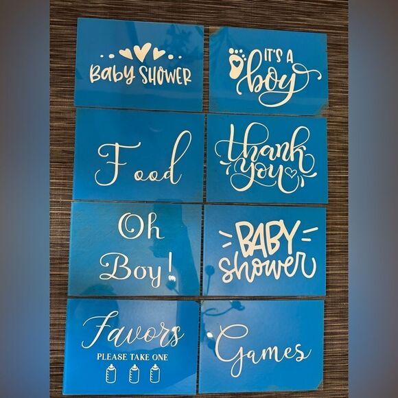 Blue Baby Shower Party Signs Set - Picture 1 of 7